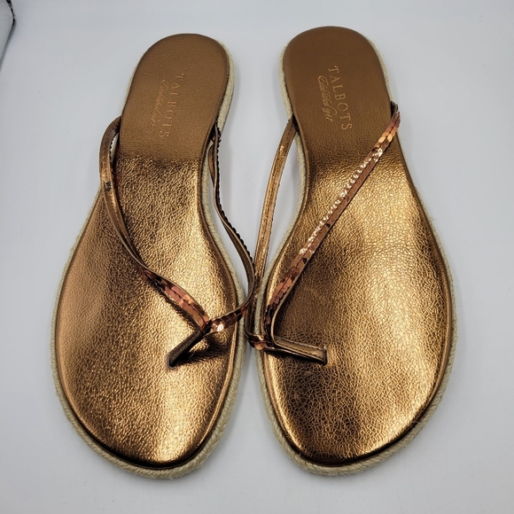 Talbots- Copper Sequence Flip Flops Woman's Size 9M - Picture 9 of 10